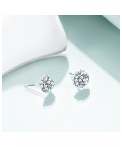 925 Sterling Silver Pearl Cluster Stud Earrings for Women, Hypoallergenic Earrings Pearls & Cz $9.20 Earrings