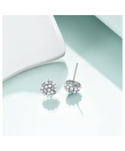 925 Sterling Silver Pearl Cluster Stud Earrings for Women, Hypoallergenic Earrings Pearls & Cz $9.20 Earrings