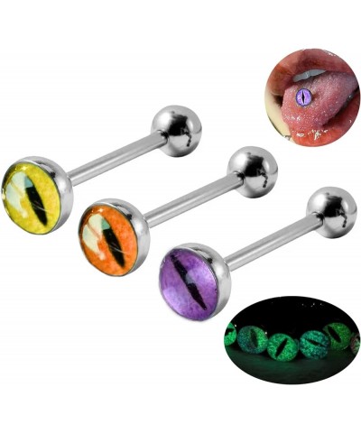 Glow in the Dark Dragon Eye Ball Tongue Ring Stainless Steel Barbell for Men and Women Halloween Body Piercing Jewelry Gift Y...