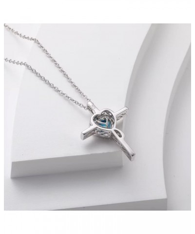 Cross Necklace for Women 925 Sterling Silver Heart Birthstone Key Shaped Necklace Cross Crucifix Pendant Fine Jewelry Birthda...