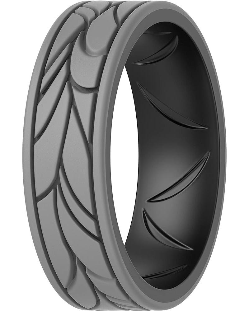 Silicone Bands for Women - Breathable Round Pattern Design 6.8mm Wide 1.8mm Thick Black -Grey A 7.5 - 8(18.2mm) $13.56 Rings