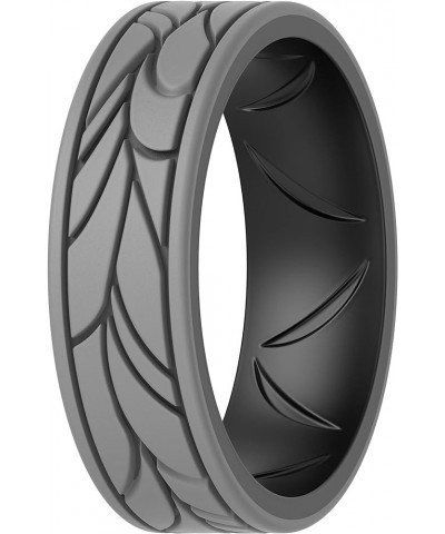 Silicone Bands for Women - Breathable Round Pattern Design 6.8mm Wide 1.8mm Thick Black -Grey A 7.5 - 8(18.2mm) $13.56 Rings