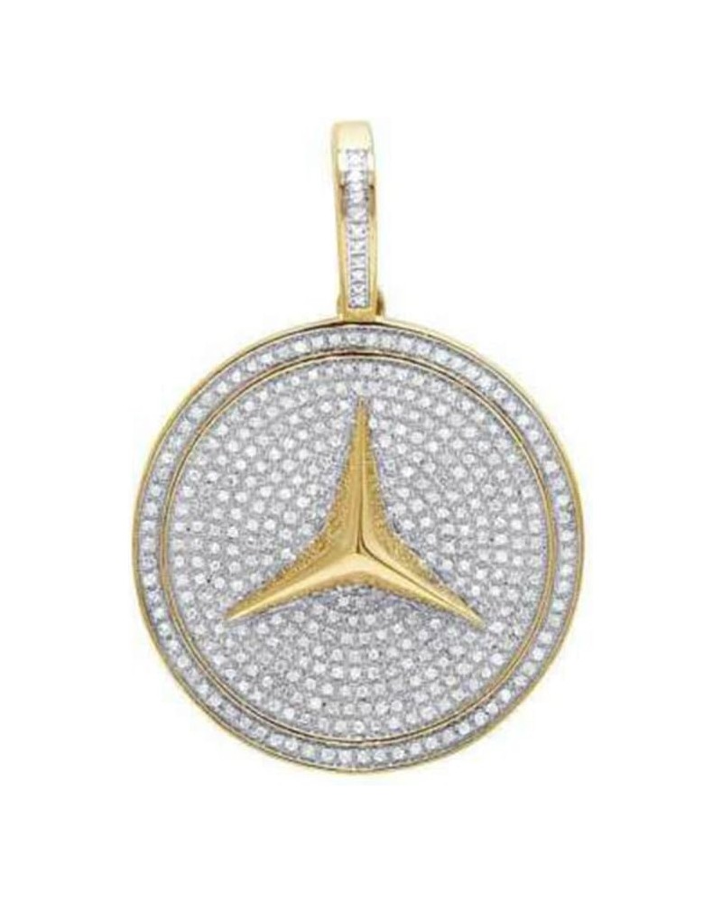 2Ct Round Cut Simulated Diamond Mercedes Medallion Pendant 14K Yellow Gold Plated 925 Sterling silver $42.75 Necklaces