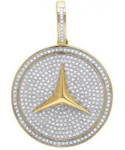 2Ct Round Cut Simulated Diamond Mercedes Medallion Pendant 14K Yellow Gold Plated 925 Sterling silver $42.75 Necklaces