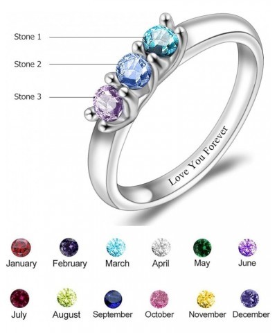 Mothers Ring Personalized S925 Mothers Rings with 3 Simulated Birthstones for Grandmother Mother Meaningful Anniversary Rings...