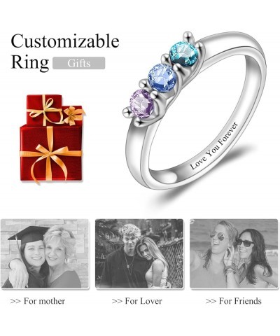 Mothers Ring Personalized S925 Mothers Rings with 3 Simulated Birthstones for Grandmother Mother Meaningful Anniversary Rings...