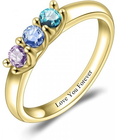 Mothers Ring Personalized S925 Mothers Rings with 3 Simulated Birthstones for Grandmother Mother Meaningful Anniversary Rings...