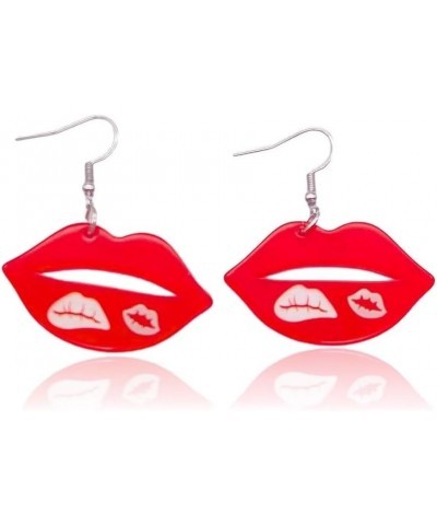 Valentine's Day Earrings Red Lips Heart Love Acrylic Drop Dangle Earrings for Women Girls Girlfriend Jewelry Gift Valentine's...