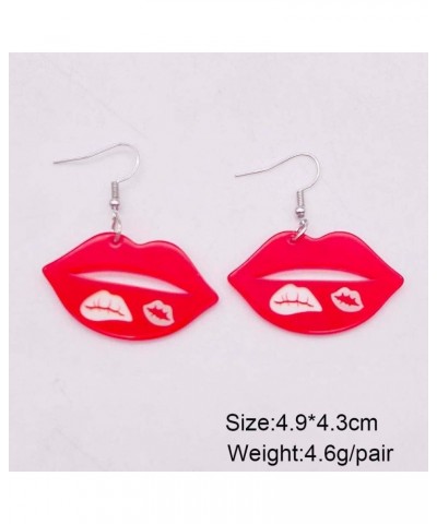 Valentine's Day Earrings Red Lips Heart Love Acrylic Drop Dangle Earrings for Women Girls Girlfriend Jewelry Gift Valentine's...