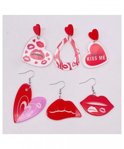 Valentine's Day Earrings Red Lips Heart Love Acrylic Drop Dangle Earrings for Women Girls Girlfriend Jewelry Gift Valentine's...