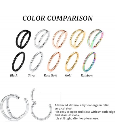 2 Pcs Nose Rings 20G 18G 16G 14G 12G 10G 8G Surgical Steel Piercing Rings for Nose Septum Cartilage Helix Tragus Conch Rook D...