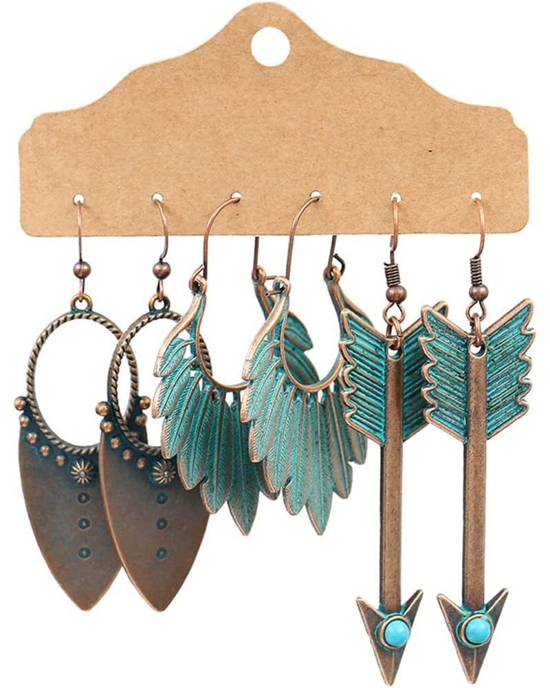 3 Pairs Bohemia Drop Dangle Earrings Boho Bronze Earrings for Women Girls Holiday Birthday Gift Bronze-10 $9.68 Earrings