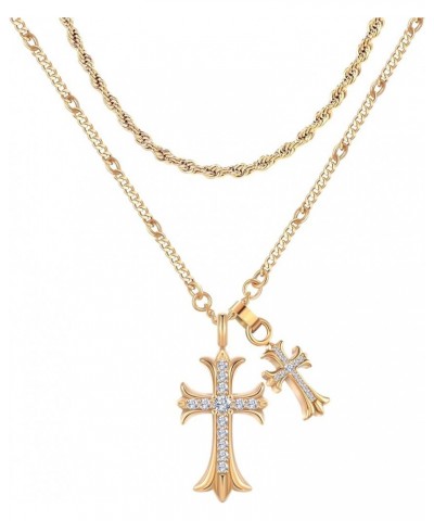 Cross Necklace for Women 18K Gold Necklace Jewelry for Women Trendy Double Cross Necklace for Girls Y2k Chains Gold-3 $9.87 N...