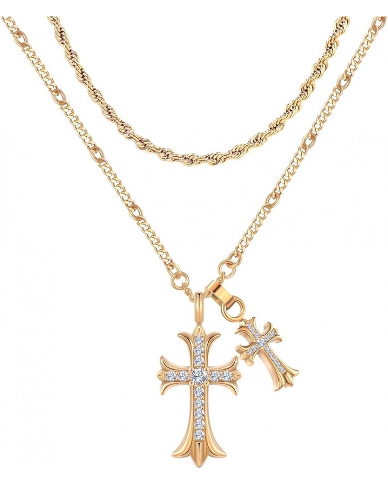 Cross Necklace for Women 18K Gold Necklace Jewelry for Women Trendy Double Cross Necklace for Girls Y2k Chains Gold-3 $9.87 N...