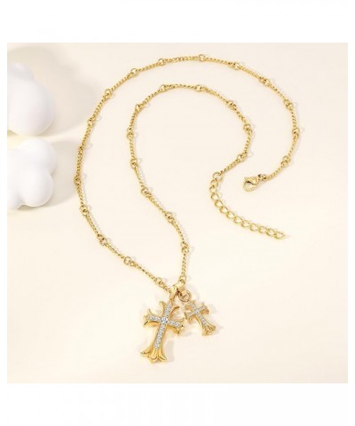 Cross Necklace for Women 18K Gold Necklace Jewelry for Women Trendy Double Cross Necklace for Girls Y2k Chains Gold-3 $9.87 N...