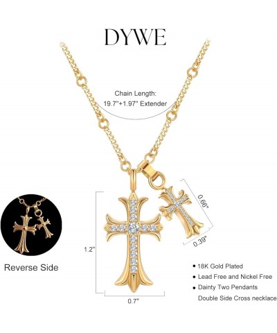 Cross Necklace for Women 18K Gold Necklace Jewelry for Women Trendy Double Cross Necklace for Girls Y2k Chains Gold-3 $9.87 N...