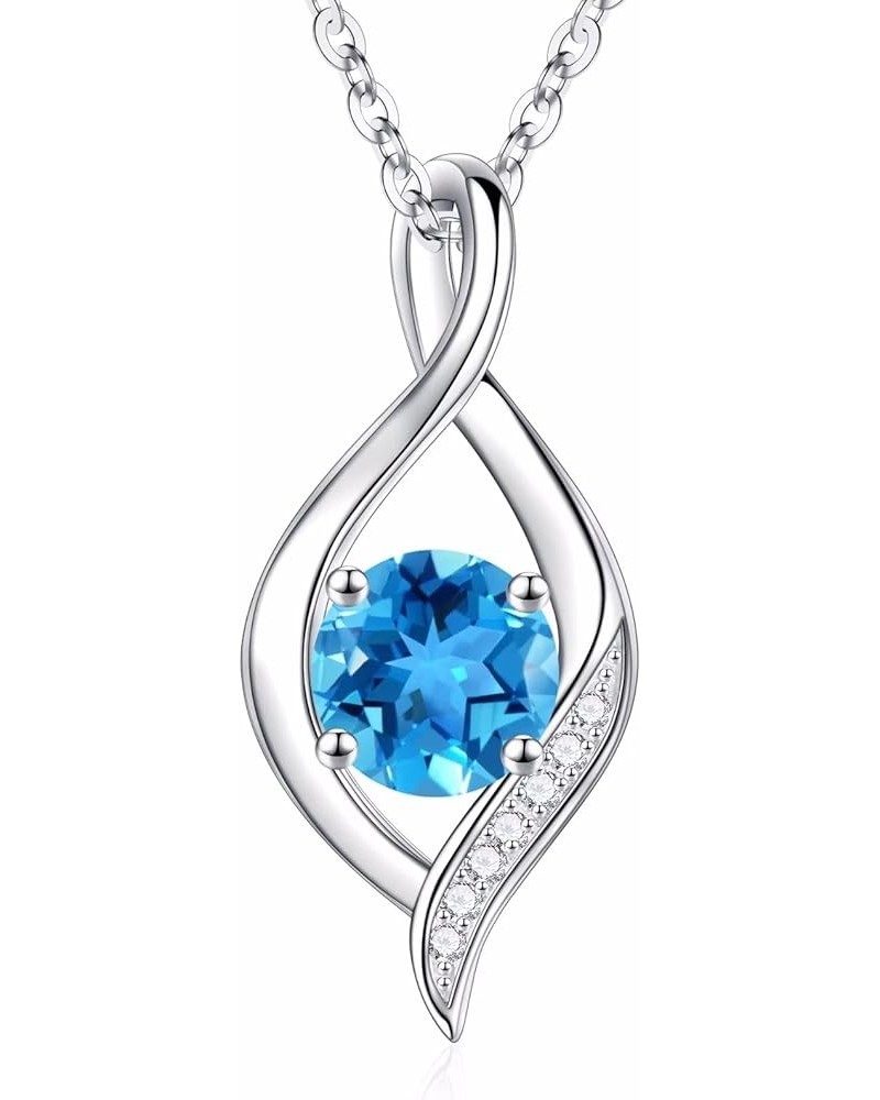 Birthstone Necklaces for Women - 18K White Gold Plated S925 Sterling Silver Infinity Pendant Necklace 0.8 Ct Round Genuine or...