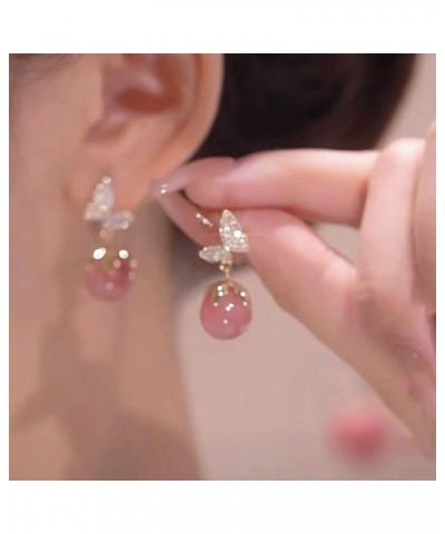 Butterfly Tassel Style Zircon Earrings for Women Teen Girls,Pearl Butterfly Drop Dangle Earrings Cute Long Dangle Earrings St...