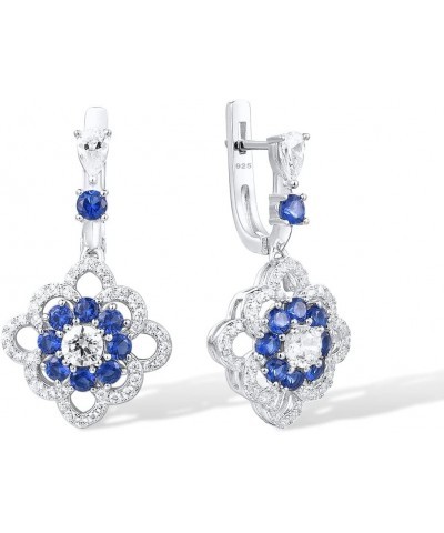 925 Sterling Silver Flower Shape Green Gemstone Cubic Zirconia Huggie Earrings Daisy-Blue $20.66 Earrings