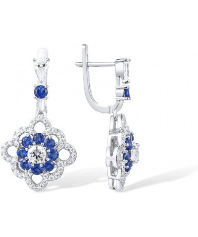 925 Sterling Silver Flower Shape Green Gemstone Cubic Zirconia Huggie Earrings Daisy-Blue $20.66 Earrings