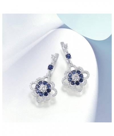 925 Sterling Silver Flower Shape Green Gemstone Cubic Zirconia Huggie Earrings Daisy-Blue $20.66 Earrings