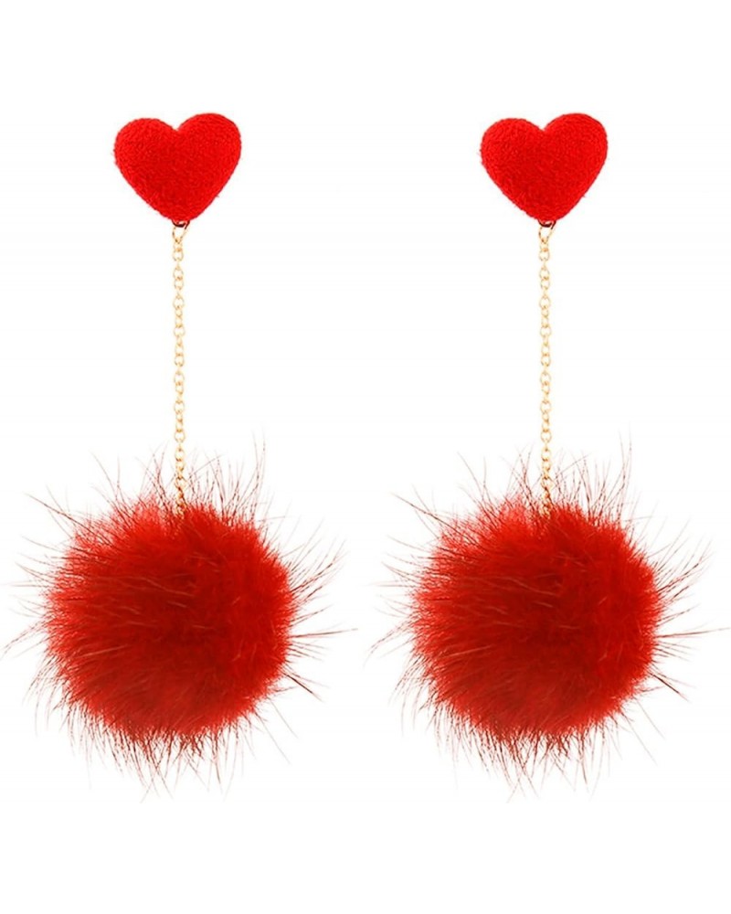 Pom Pom Earrings for Women Trendy Butterfly Puffy Dangle Earrings Faux Fur Ball Fluffy Earrings Rave Earrings Prom earrings P...