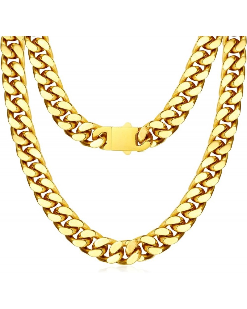 Silver Chain Gold Chain for Men Boys 18K Gold Plated 316L Stainless Steel Miami Cuban Link Chain for Women 8/10/12mm Diamond ...