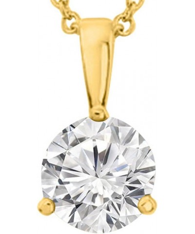 0.5 to 3 Carat Round Diamond 3 Prong Solitaire Pendant Necklace J Color I2 Clarity 1 Carat 14K Yellow Gold $1.00 Necklaces