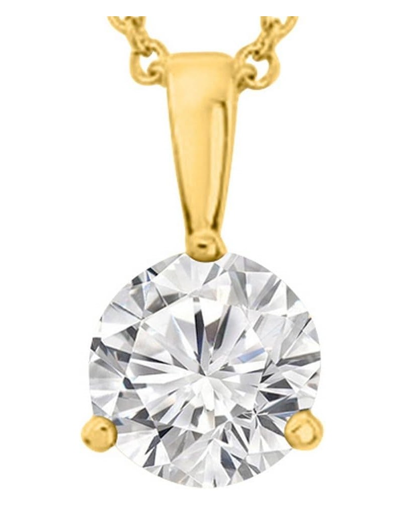 0.5 to 3 Carat Round Diamond 3 Prong Solitaire Pendant Necklace J Color I2 Clarity 1 Carat 14K Yellow Gold $1.00 Necklaces