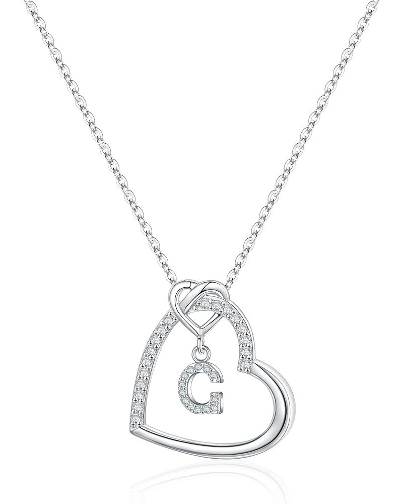 Heart Necklaces for Women Girls - S925 Sterling Silver Heart Initial Necklaces for Women Girls Jewelry Letter Necklaces for T...