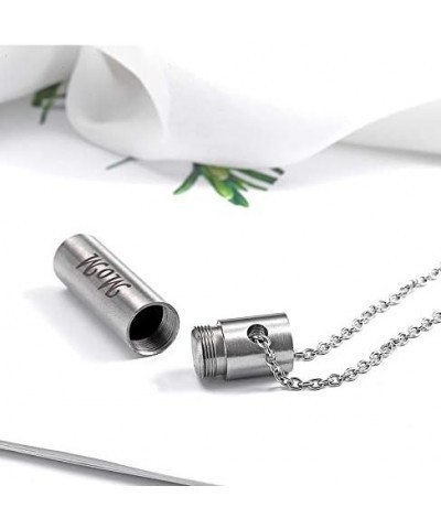 Pack of 1 to 10 Customize Memorial Keepsake Urn Necklace Set for Family Members Friend Brushes Stainless Steel Bar Cylinder C...