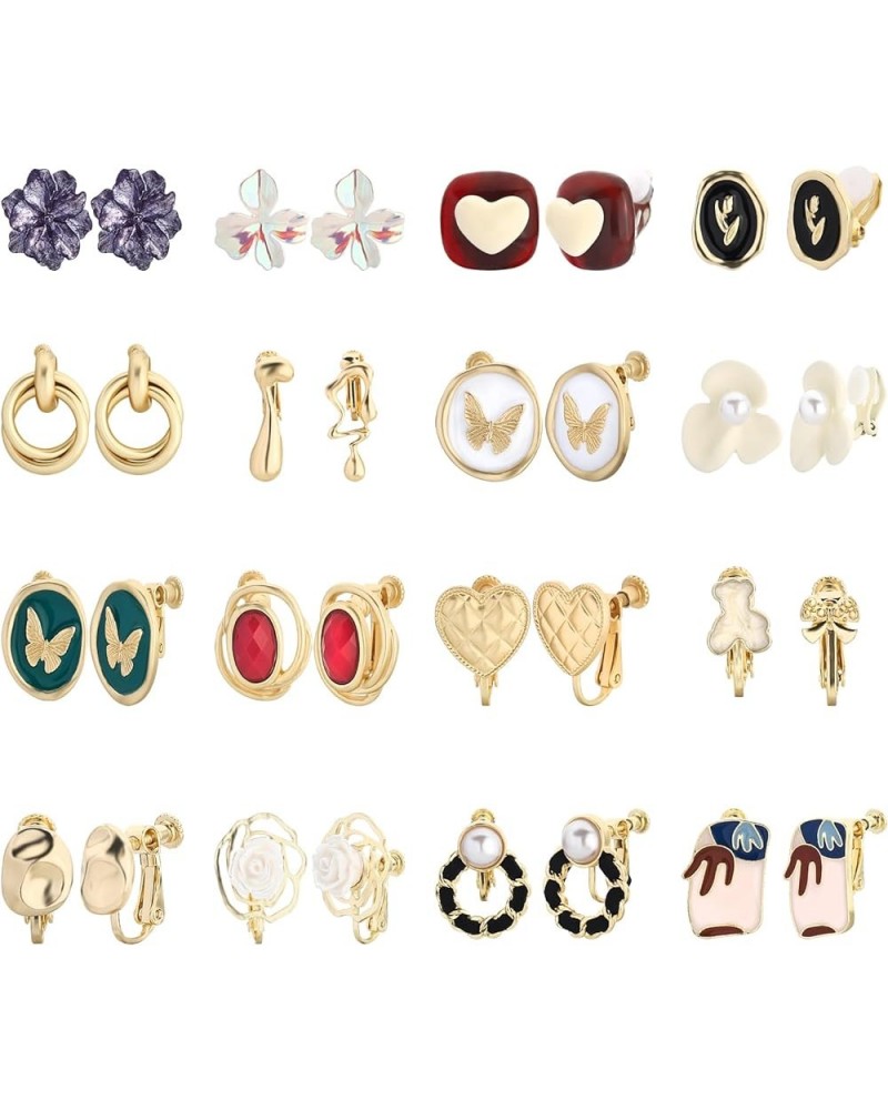 8 Pairs - 30 Pairs Clip On Earrings for Women Drop Earrings Multiple Cute Earrings Charming Fashion Earrings Non Piercing Cli...