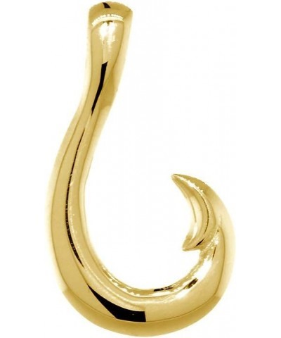 Mens or Ladies 24mm Smooth Fish Hook Charm Yellow Gold 18K $22.80 Pendants