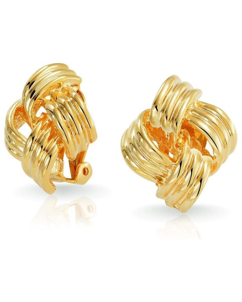 Geometric Twist Square Rope Cable Knot Clip On Earrings For Women Non Pierced Ears 14K Gold Silver Plated More Colors Gold $1...