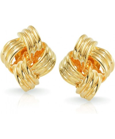 Geometric Twist Square Rope Cable Knot Clip On Earrings For Women Non Pierced Ears 14K Gold Silver Plated More Colors Gold $1...