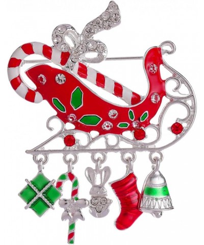 Christmas Brooch, Santa Sleigh Brooches for Women, B01P $8.69 Brooches & Pins