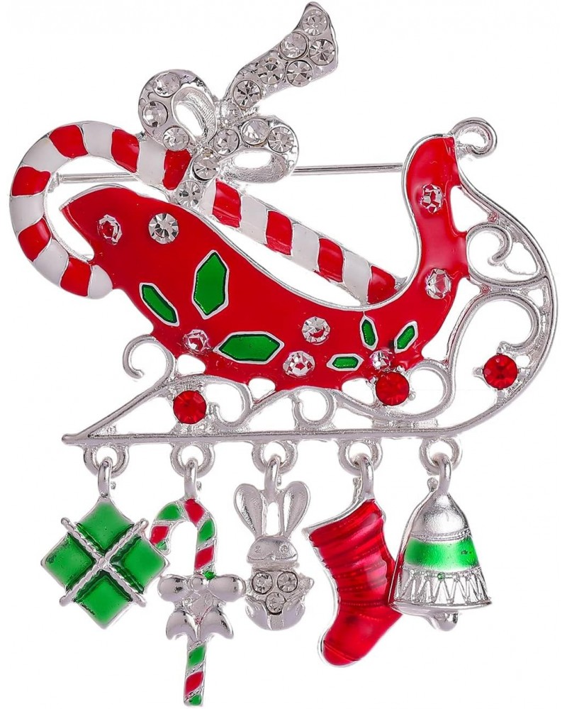 Christmas Brooch, Santa Sleigh Brooches for Women, B01P $8.69 Brooches & Pins