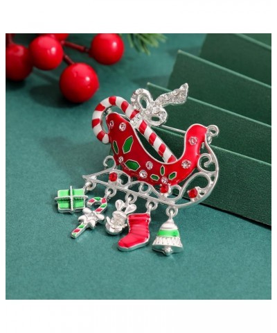 Christmas Brooch, Santa Sleigh Brooches for Women, B01P $8.69 Brooches & Pins