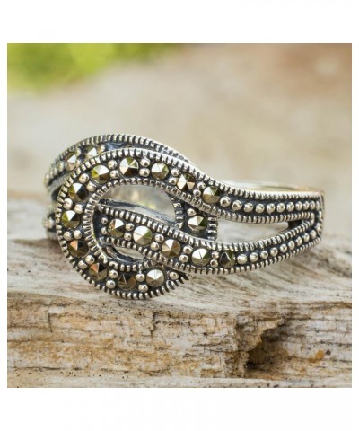 Artisan Handmade Marcasite Cocktail Ring Thai Silver Sterling Grey Thailand 'Magical Love Knot' $32.99 Rings