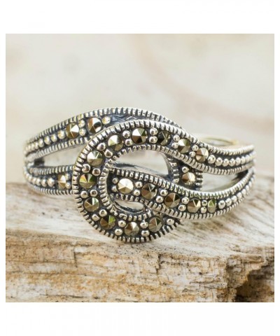 Artisan Handmade Marcasite Cocktail Ring Thai Silver Sterling Grey Thailand 'Magical Love Knot' $32.99 Rings