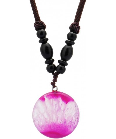 Handmade Stone Pendant Necklace for Women Men, Healing Crystal Necklaces Fuchsia Agate(Round), 24"-25 $12.41 Necklaces