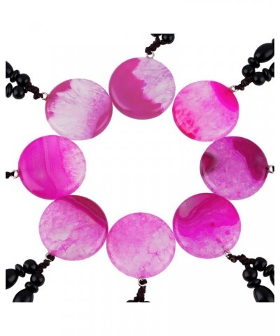 Handmade Stone Pendant Necklace for Women Men, Healing Crystal Necklaces Fuchsia Agate(Round), 24"-25 $12.41 Necklaces