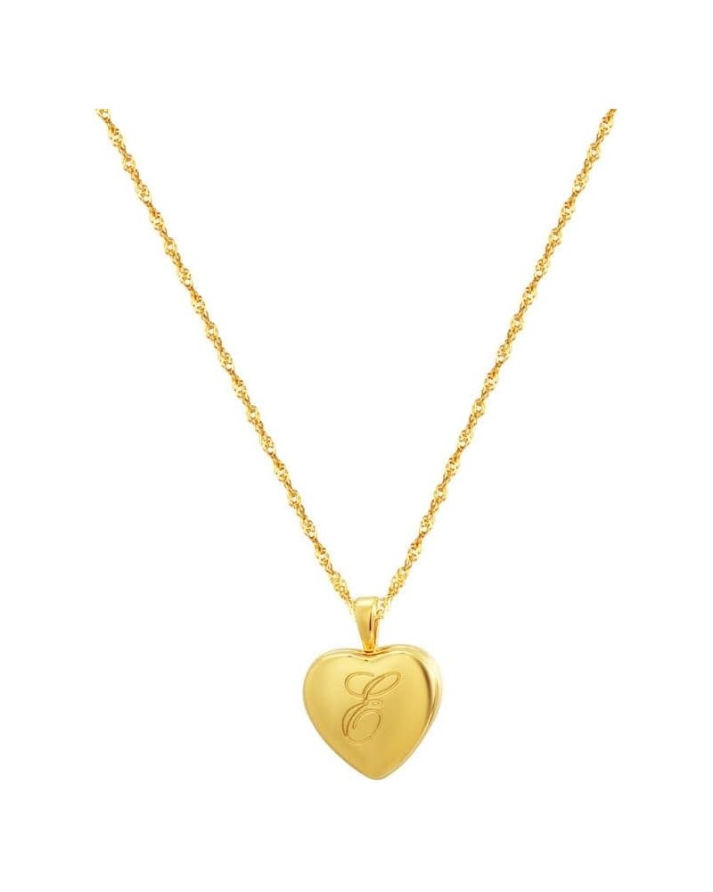 18K Gold Singapore Chain Initial Heart Locket Necklace for Women Gift for Her E $18.92 Necklaces