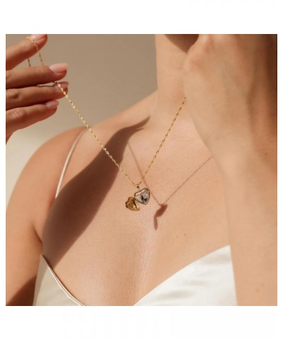 18K Gold Singapore Chain Initial Heart Locket Necklace for Women Gift for Her E $18.92 Necklaces