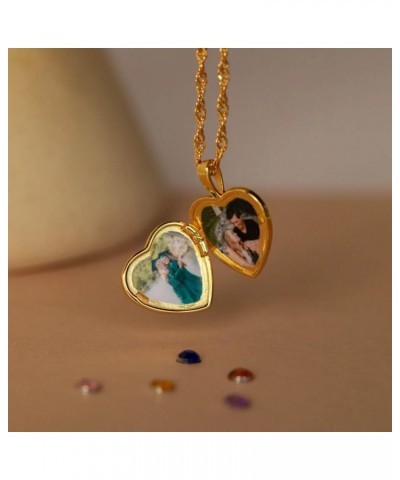 18K Gold Singapore Chain Initial Heart Locket Necklace for Women Gift for Her E $18.92 Necklaces