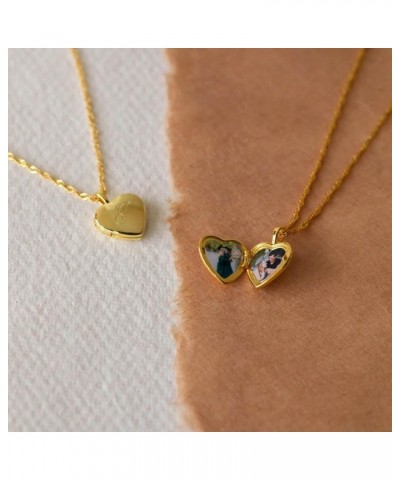 18K Gold Singapore Chain Initial Heart Locket Necklace for Women Gift for Her E $18.92 Necklaces