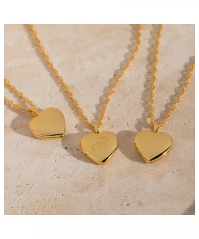 18K Gold Singapore Chain Initial Heart Locket Necklace for Women Gift for Her E $18.92 Necklaces