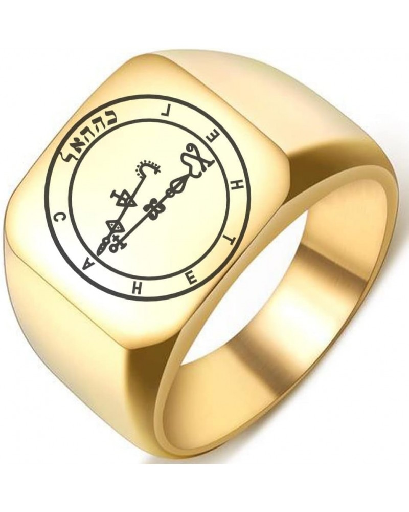 Engraved 72 Angels Symbol Cahetel Angelic Magic Silver Stainless Steel Men's Womens Seal Protect Ring 2.Gold 17MMx18MM $5.89 ...