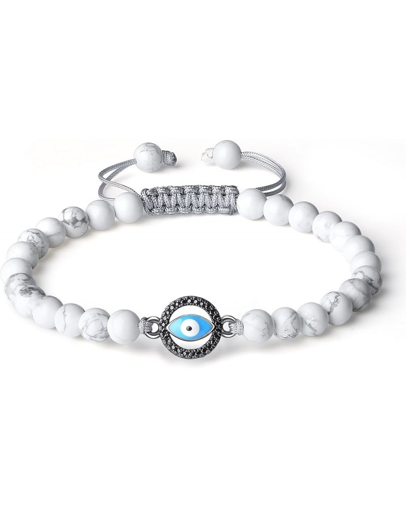 Stone Beaded Evil Eye Bracelet Howlite 18 Centimeters $13.50 Bracelets