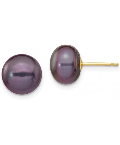 14K White Gold 7 8mm Black Button Freshwater Cultured Pearl Stud Earrings 14K Yellow Gold - 9mm - 0.35 inch $43.33 Earrings